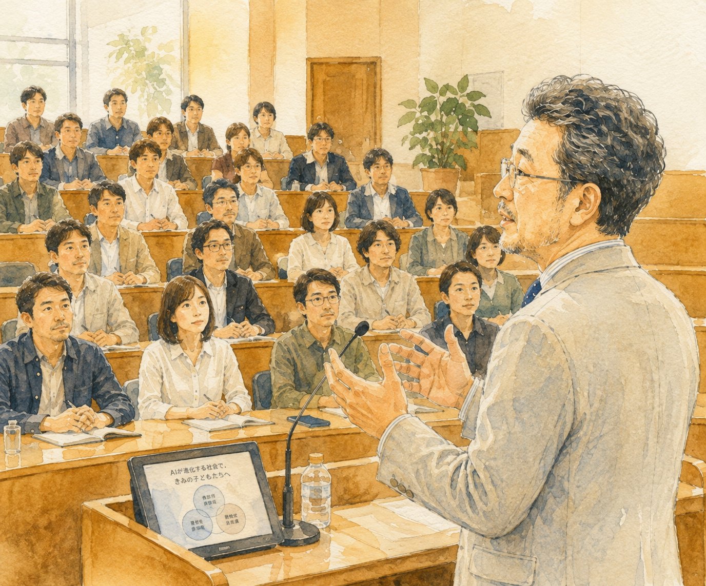 保護者の皆さんに語りかける管野淳一